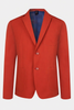 TWO - BUTTON NOTCH LAPEL BLAZER IN VIBRANT RED WITH CONTRAST BLUE LINING