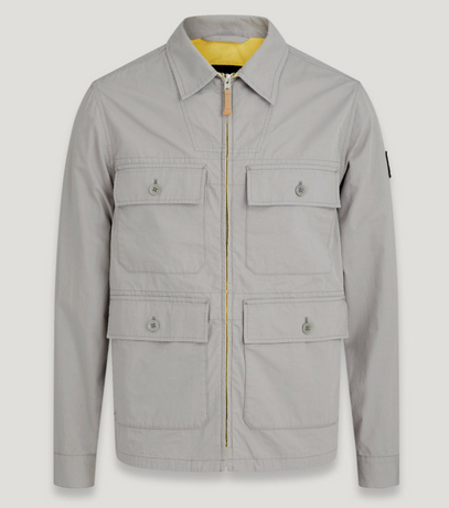 Men's Light Grey Utility - Style Zip - Up Jacket