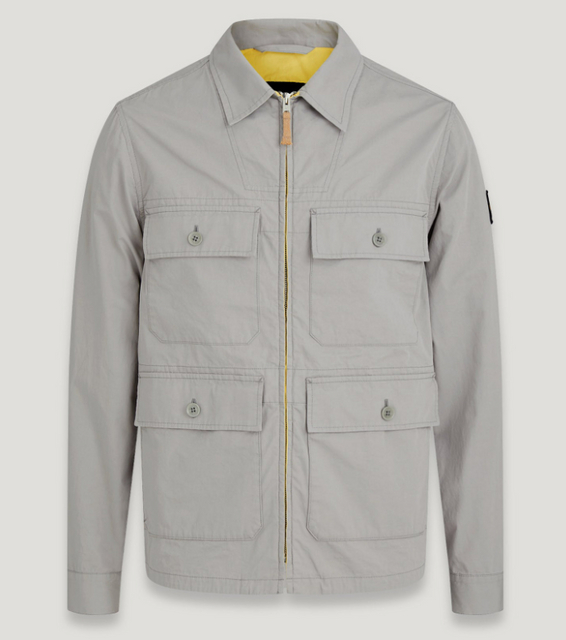 Men's Light Grey Utility - Style Zip - Up Jacket