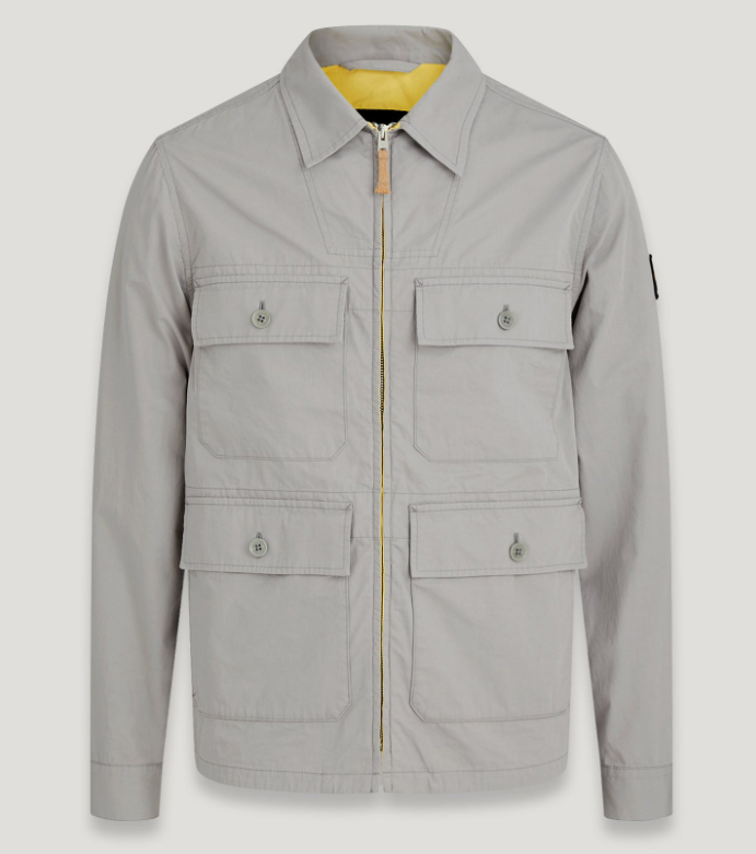 Men's Light Grey Utility - Style Zip - Up Jacket