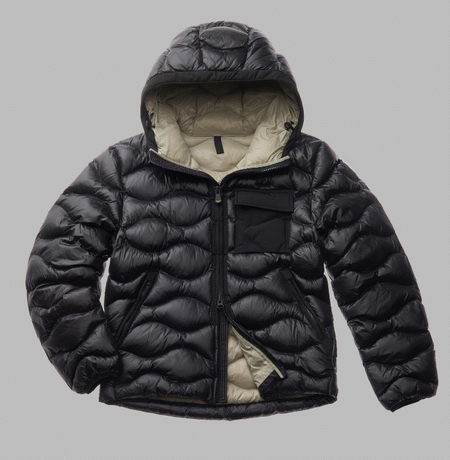 BLACK QUILTED HOODED DOWN JACKET