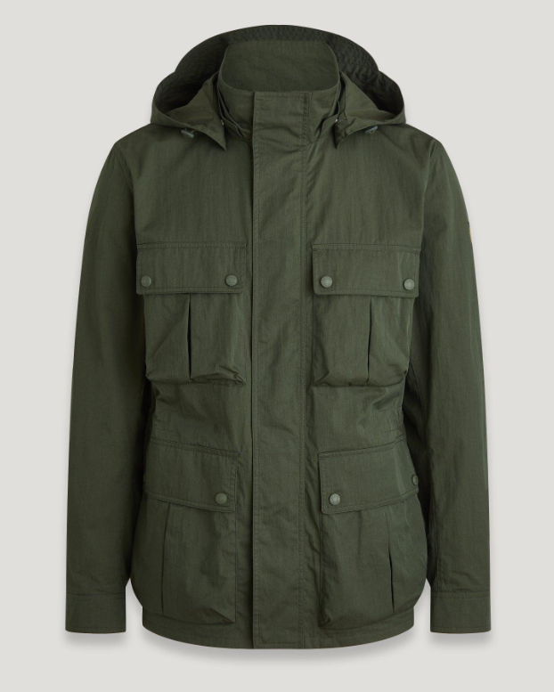 Men's Cotton - Nylon Blend Utility - Inspired Hooded Field Jacket