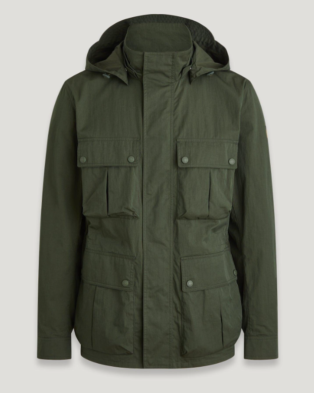 Men's Cotton - Nylon Blend Utility - Inspired Hooded Field Jacket
