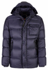 NAVY QUILTED HOODED DOWN JACKET