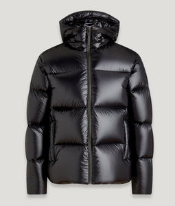 GLOSSY QUILTED HOODED DOWN JACKET