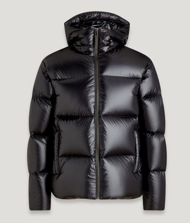 GLOSSY QUILTED HOODED DOWN JACKET