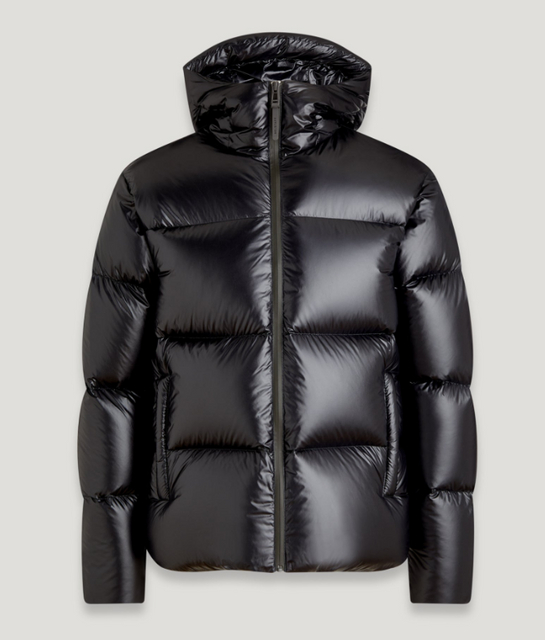 GLOSSY QUILTED HOODED DOWN JACKET
