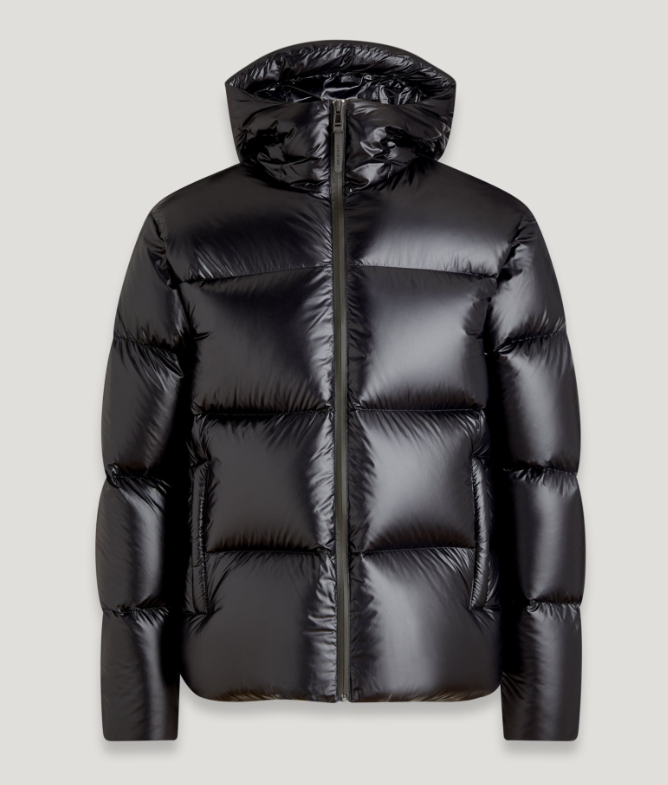 GLOSSY QUILTED HOODED DOWN JACKET