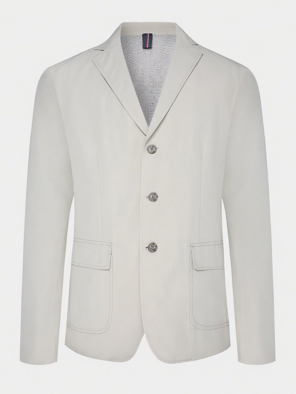 Men's Lightweight Single - Breasted 3 - Button Notched Lapel Patch Pocket Blazer