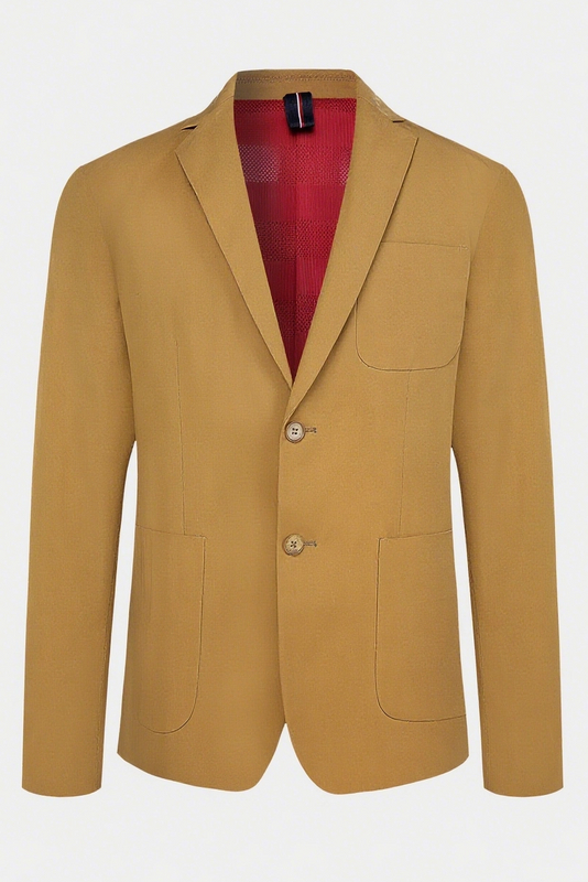 Men's Lightweight Breathable Fabric Casual Blazer with Notched Lapel-TWO - BUTTON 