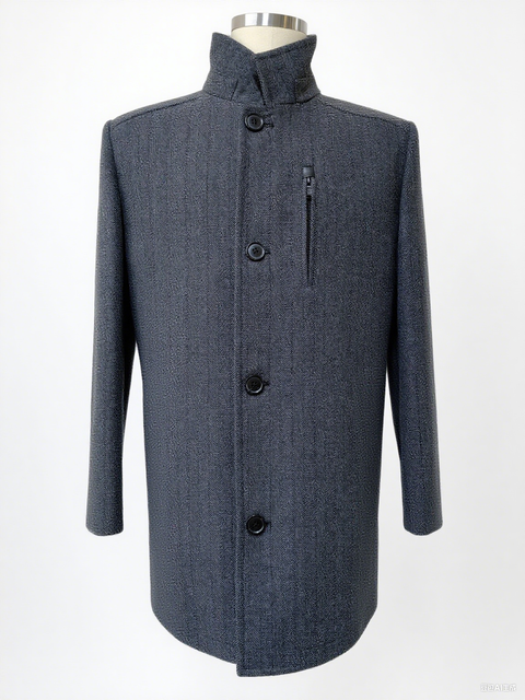 MID - LENGTH BUTTON - FRONT COAT WITH STAND - UP COLLAR