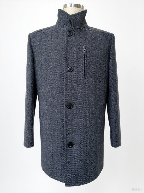 MID - LENGTH BUTTON - FRONT COAT WITH STAND - UP COLLAR