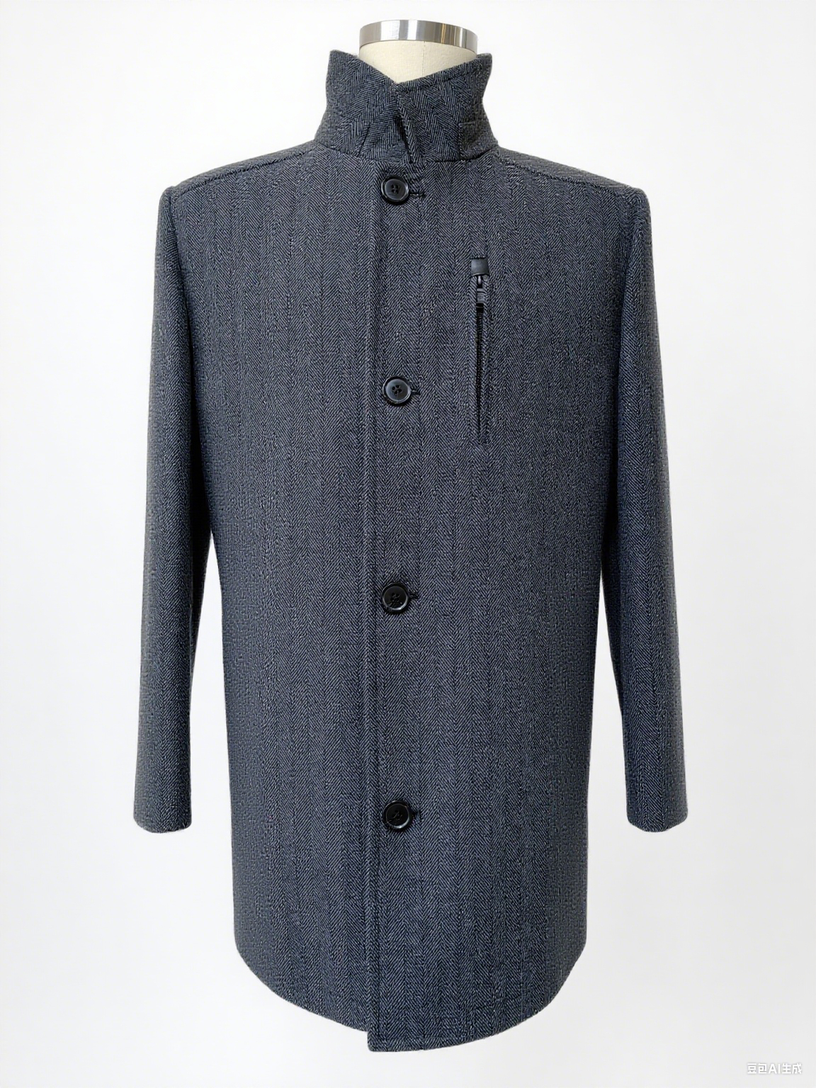 MID - LENGTH BUTTON - FRONT COAT WITH STAND - UP COLLAR