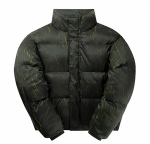 DARK GREEN MARBLED PUFFER JACKET