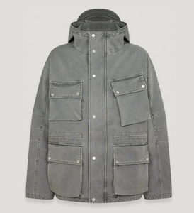 Men's Multi - Pocket Hooded Denim Jacket