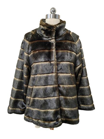 OEM Hot Sales Winter Warm Fur Coat New Women\'s Fashionable Coat Striped Fur Coat