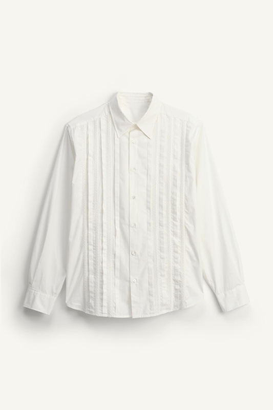 Men's shirt-white-pleat