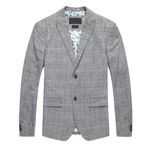 Men's Linen Cotton Check Suit Blazer Jackets