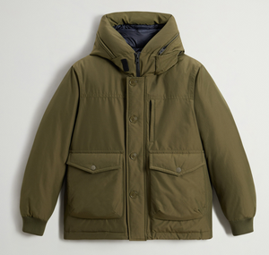 Hooded Button - Zipper Hybrid Puffer Jacket with Utility Pockets