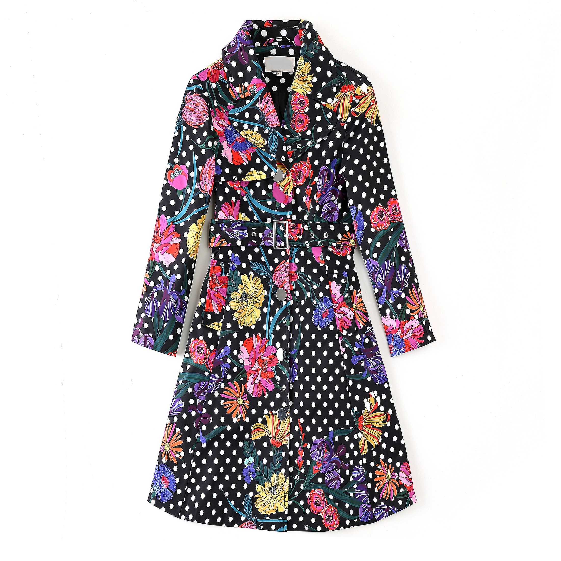 Customized Spring Women\'s Printed Floral Trench Coat With Classic Design