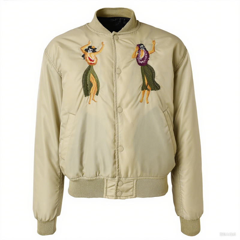 Men's Light Bomber Jacket with Embroidery