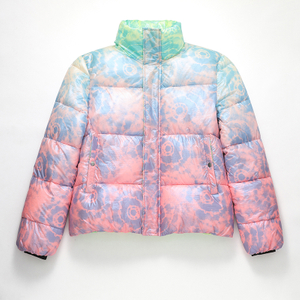 Custom Design Tie Dyed Thick Warm Casual Winter Women's Puffer Jackets 4 Colorways