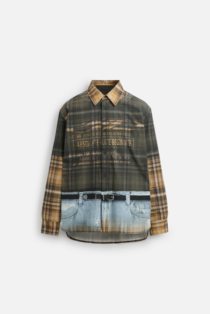 Men's shirt-Fake denim print