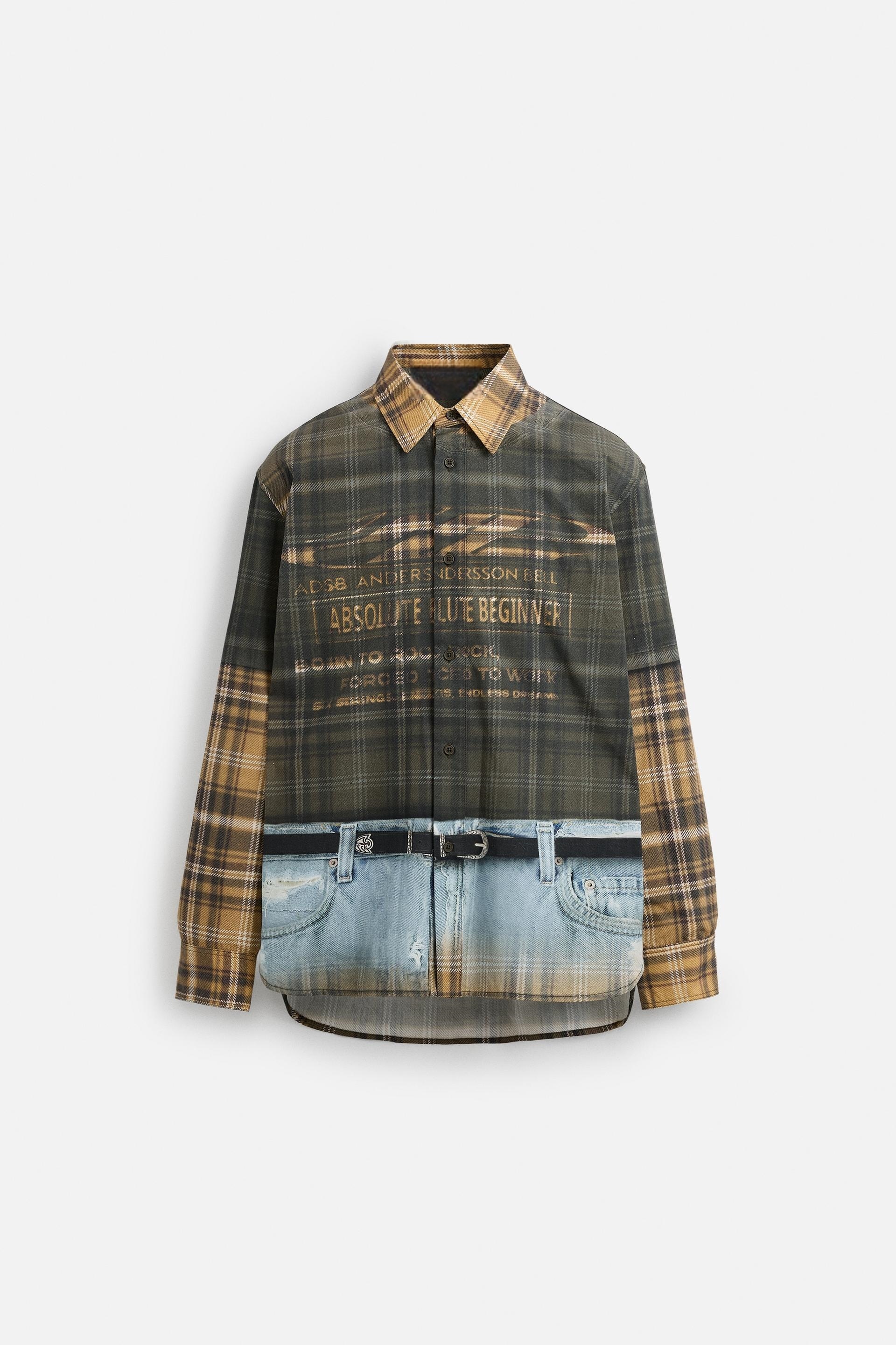 Men's shirt-Fake denim print