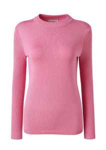 Women's Pink Long-sleeved Crew-neck Sweater
