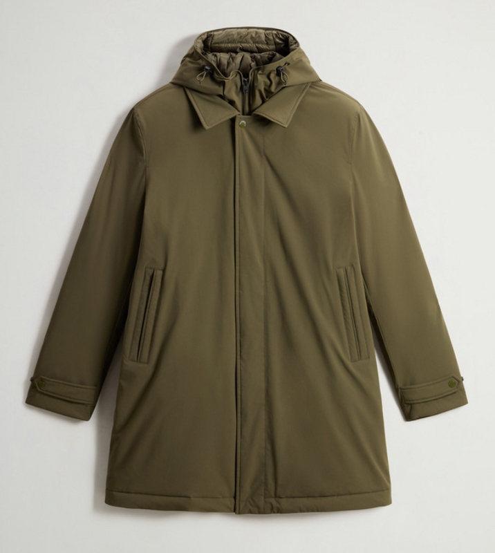 OLIVE GREEN HOODED PARKA COAT