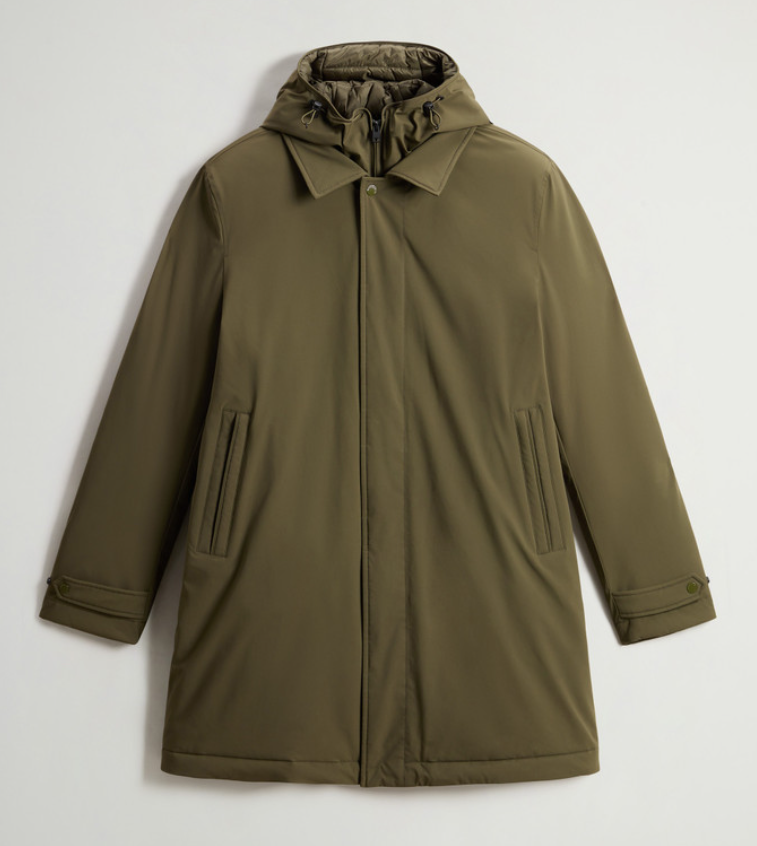 OLIVE GREEN HOODED PARKA COAT