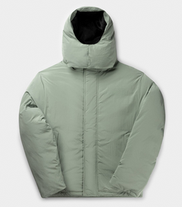 LIGHT GREEN HOODED PUFFER JACKET