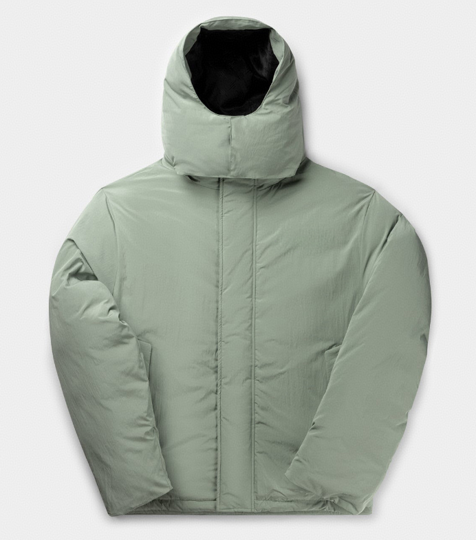 LIGHT GREEN HOODED PUFFER JACKET