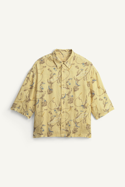 Men's shirt-yellow -short sleeve shirt