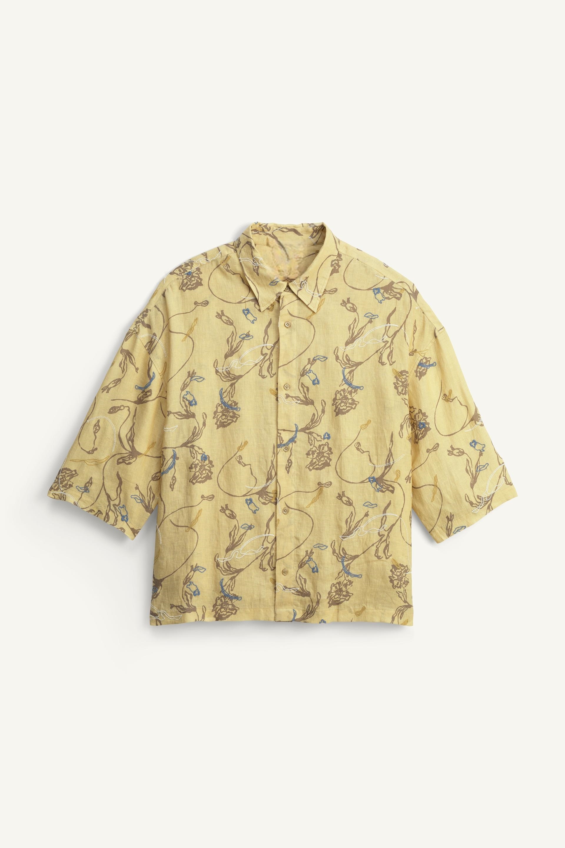 Men's shirt-yellow -short sleeve shirt
