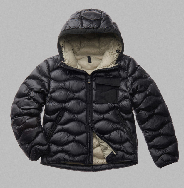 BLACK QUILTED HOODED DOWN JACKET