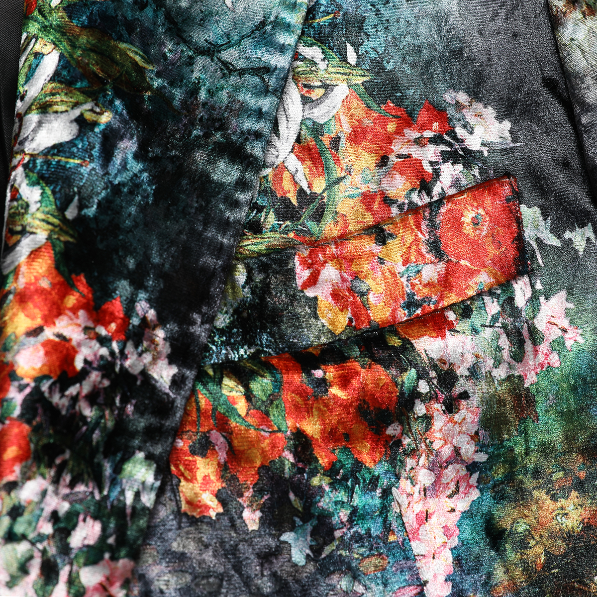Men’s floral printed velvet suit blazer