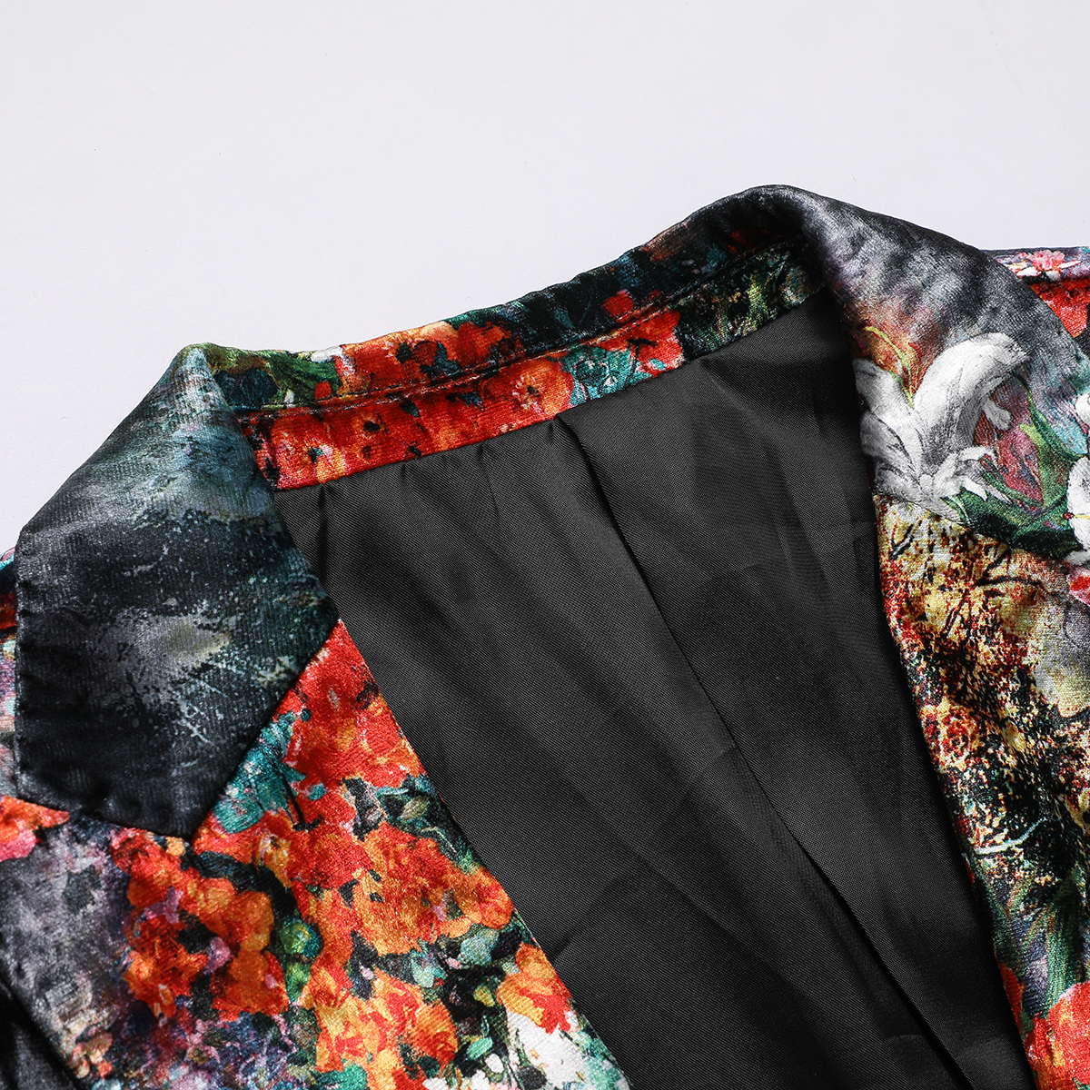 Men’s floral printed velvet suit blazer