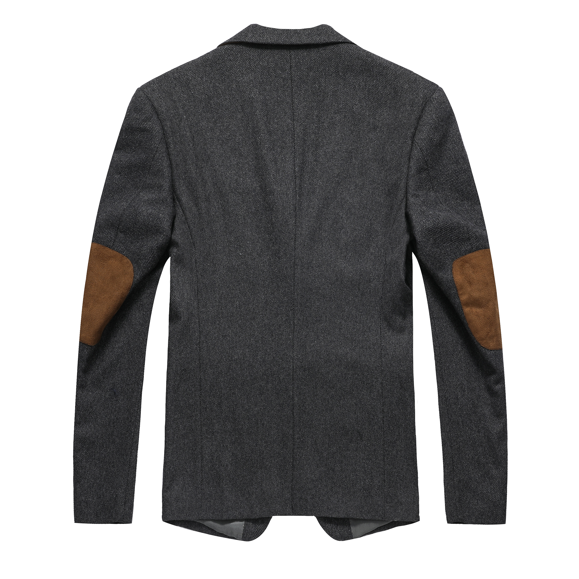 Men's wool mixed elbow patch notch lapel suit blazer