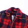 High Quality Women\'s Winter Wool Blend Red Plaid Coats With Lapel Collar And Adjustable Belt