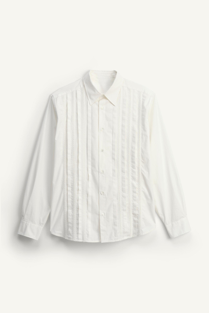 Men's shirt-white-pleat