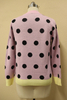 High Quality Pink Black Dot Hand Knitted Long Sleeve Sweater Women Pullover Sweater