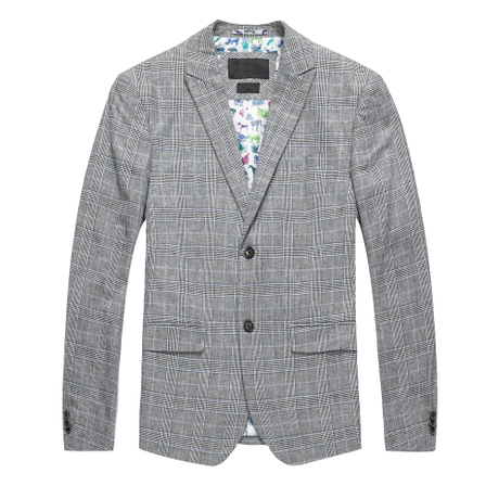 Men's Linen Cotton Check Suit Blazer Jackets