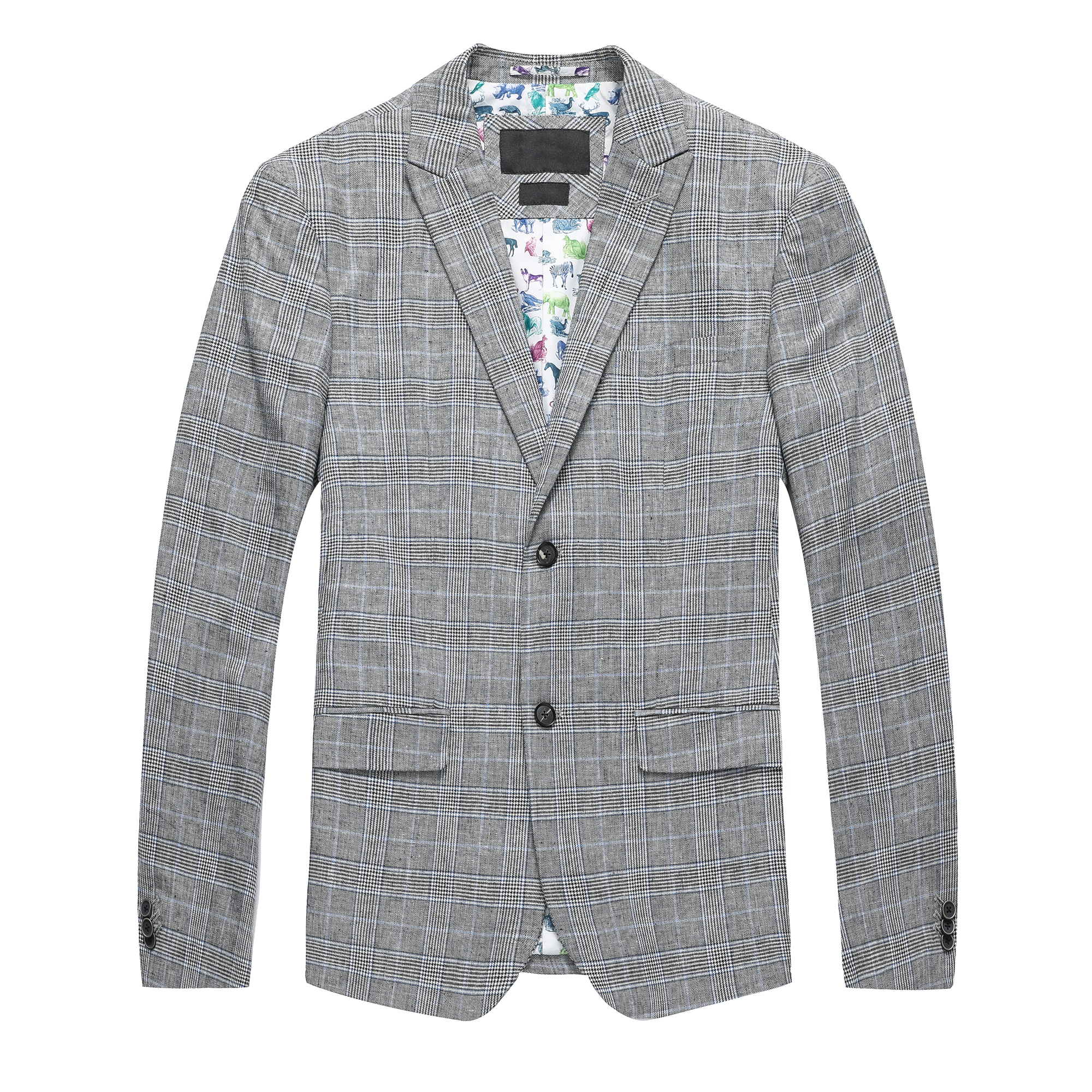 Men's Linen Cotton Check Suit Blazer Jackets