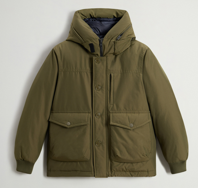 Hooded Button - Zipper Hybrid Puffer Jacket with Utility Pockets