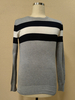 2022 New Design Grey Knitted Long Sleeve Men\'s Crewneck Striped Colorblock Sweater 