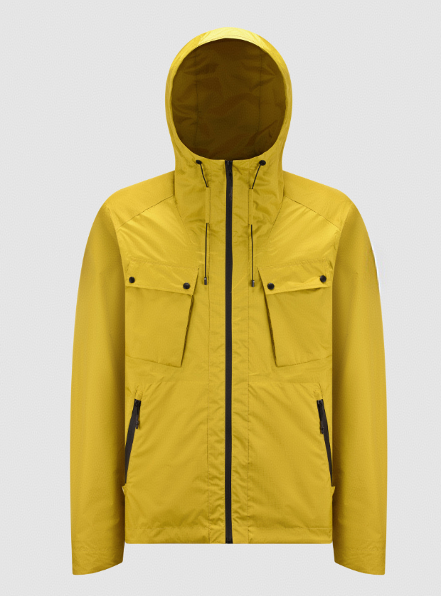 BRIGHT YELLOW HOODED OUTDOOR JACKET