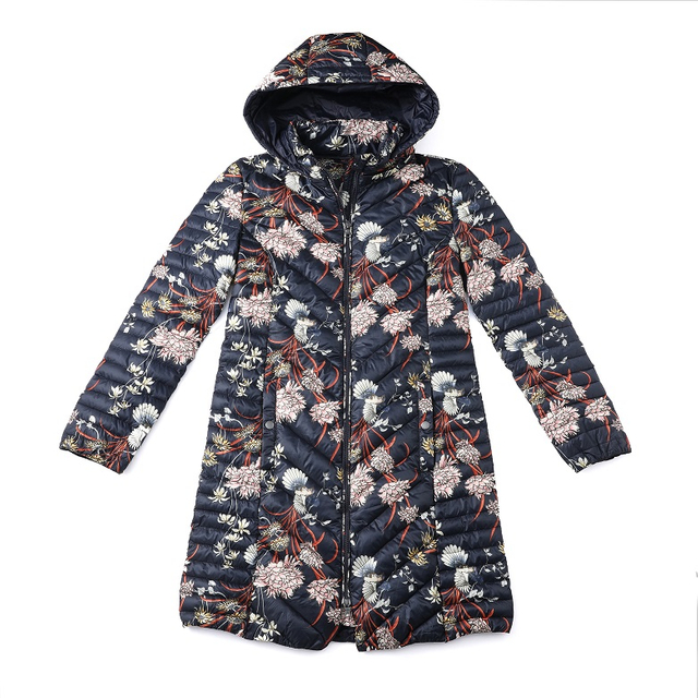 High Quality Printed Light Weight Quilted Women's Long Padded Jackets