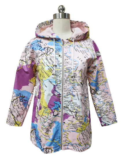 Trench Coat - Woman Raincoat with Print