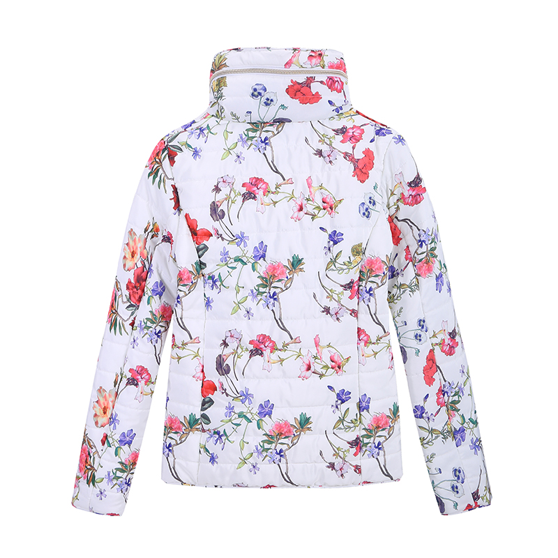 New Winter Printed Women's Padded Jackets with Invisible Hood And Inside Fur Collar